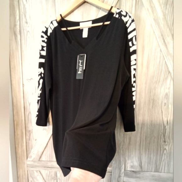 Joseph Ribkoff Black White Stretch Top 16/18 - Picture 6 of 8